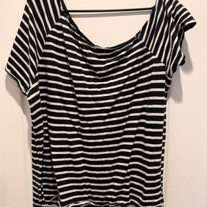 Torrid Black White Stripe Off Shoulder A Line Top Plus Size 2X Stretch Tee